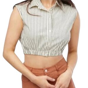 Revolve WeWoreWhat Sleevless‎ Popover Shirt NWT Size Small Striped